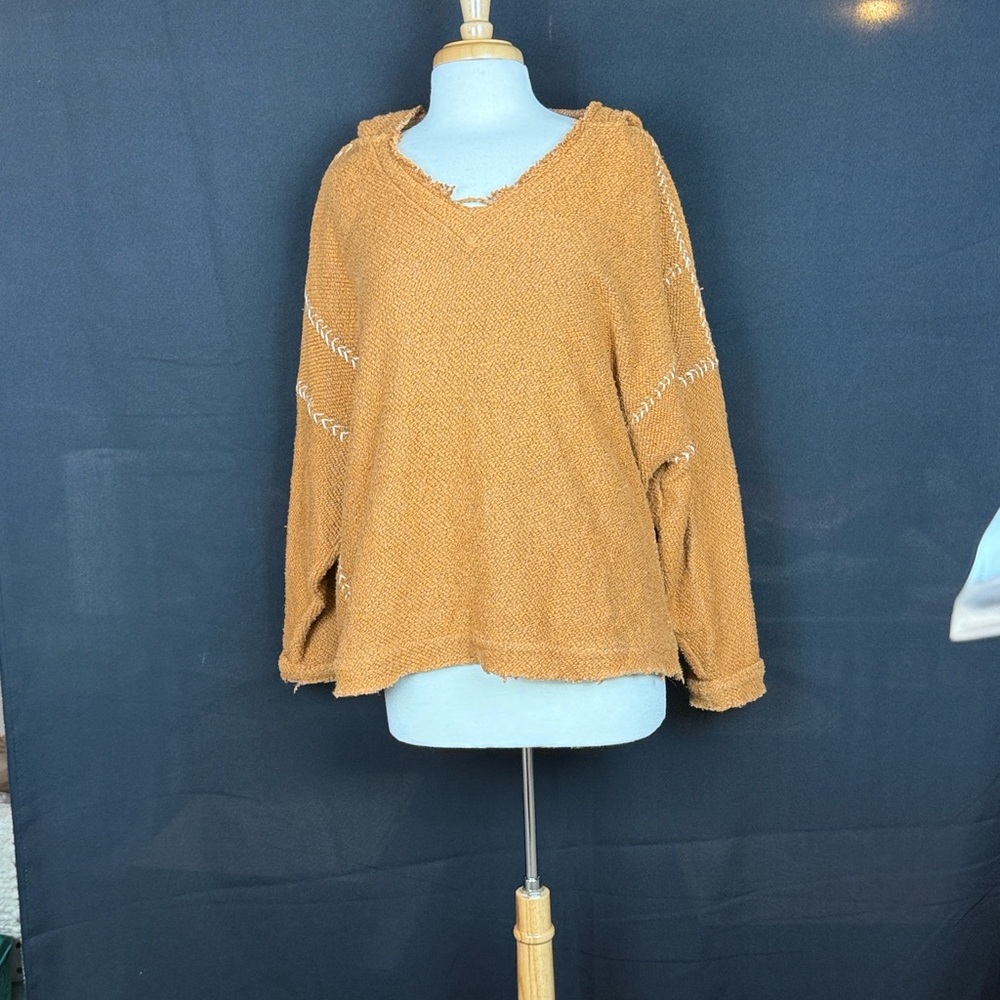 Free People Amber Hooded Woven Sweater